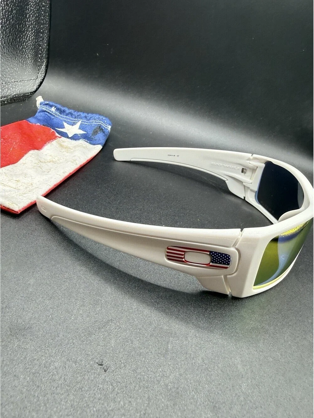 Oakley Batwolf Polished White/Ruby Iridium Lenses 9101-06 America Etched